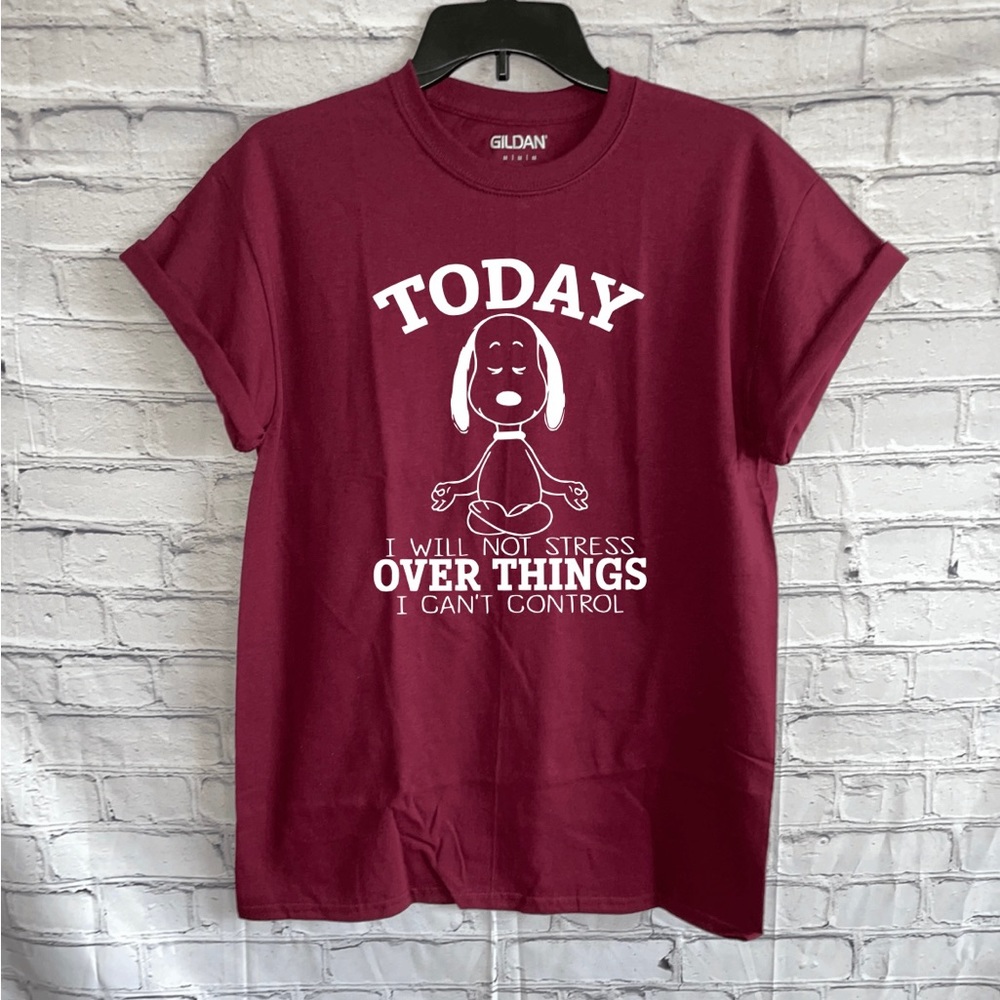 Snoopy yoga namaste I will not stress  t-shirt unisex - Picture 2 of 5
